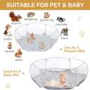VitalCozy Hamster Playpen with Mat Small Animal Cage Tent Breathable Transparent Guinea Pig Playpen Waterproof Portable Yard Fence Mat Foldable Exercise Playpen Outdoor Indoor (Gray,Star)