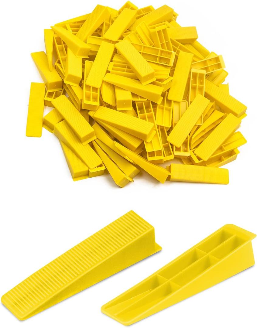 Tile Leveling System Wedges, 800pcs Reusable Tile Leveler Wedges for 1/8",1/12",1/16", 1/32" Spacers and Tile Leveling System Clips, Tile Leveler Tools for Wall/Floor Tile & Stone Installation(Yellow)