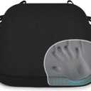 Shinnwa Dining Chair Pads, Patented Design Memory Foam Kitchen Chair Cushions with Ties and Washable Cover, 17" x 16" x 2", Black