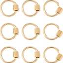 FASHEWELRY 10Pcs Brass Screw Carabiner Lock Charms Golden Round Ring Necklace Lock Clip Charms for DIY Jewelry Making, 20x19x2mm