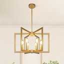 Klgxnrd 6-Light Gold Pendant Light, Modern Farmhouse Dining Room Light Fixtures Over Table, Industrial Metal Geometric Kitchen Chandelier for Entryway Hallway Foyer Bedroom