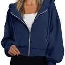 Trendy Queen Hoodies for Women Full Zip Up Cropped Sweatshirts Jackets Casual Comfy Gym Tops Fall Outfits Winter Clothes 2025 XL