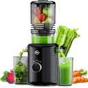 Cold Press Juicer Machine, 5-Inch Wide Chute Masticating Juicer, 1.2L Slow Juicer for Whole Fruits & Vegetables, Easy to Clean Electric Juice Extractor, Juice Maker with Recipe Guide, Black & Gray