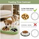Slow Feeder Dog Bowls, Stainless Steel Water Bowl, Slow Eating Dog Bowls Breed Set, Slow Feeder Dog Puppy Bowls Anti-Choking for Medium Small Breed Size Dogs and Cats, Green
