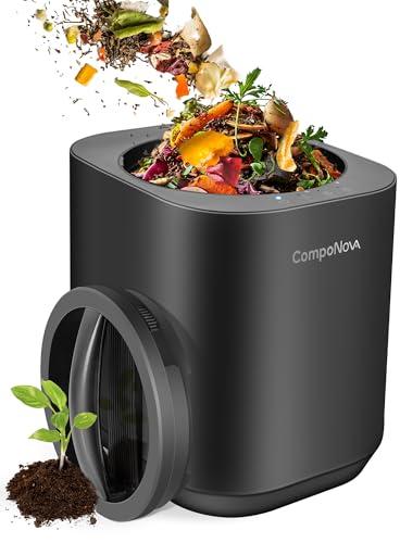 4L COMPONOVA Electric Composter for Kitchen, Countertop Compost Bin, Smart Mill Composter Home Indoor Fertilizer Composter Machine Odorless, Turn Waste to Pre-Compost for Plants (Black)