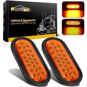Partsam 2pcs 6 inch Oval Amber LED Trailer Lights 24LED, 6" Oval Led Turn Signal and Parking Lights Flush Grommet Mount Sealed 12V RV Truck Trailer Pickup Front Bumper Lights Lamps Waterproof