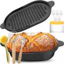 Cast Iron Dutch Oven for Bread Baking Pre Seasoned Cast Iron Loaf Pan with Lid and Sourdough Baking Supplies Nonstick Dutch Oven Pot for Homemade Bread