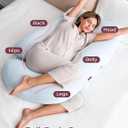 Momcozy Pregnancy Pillows for Sleeping, U Shaped Full Body Pillow for Pregnancy Women with Removable Jersey Cotton Cover, 57 Inch Maternity Pillow, Light Blue