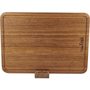 Solid Teak Wood Cutting Board - Single/One Piece Design Wooden Choping Boards Non Glued Knife-Friendly Durable Chopping Block for Kitchen Meat Vegetable Chese 14 x 9.5 IN (Includes Stand)