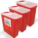Large Sharps Container for Home Use and Professional 3 Gallon (3-Pack) with Rotating lid, Biohazard Needle and Syringe Disposal, CDC Certified