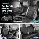 Customized for Toyota Sienna Seat Covers 2011-2020 Sienna 8 Seats 3 Row, Leather Car Seat Covers Waterproof Seat Covers Full Set for Cars, Car Seat Protectors, Airbag Compatible(Black)