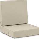 Favoyard Deep Seat Patio Cushion Set 24 x 24 Inch Waterproof Outdoor Chair Cushions for Patio Furniture with Fade Resistant and Removable Cover with Handle & Adjustable Straps for Patio, Yard, Garden (Seat 24x24 In + Back 24x20 In, Beige)