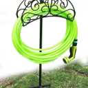 Garden Hose Holder Hanger Detachable Metal Sturdy Water Hose Storage Stand for Outside Yard Lawn,Black