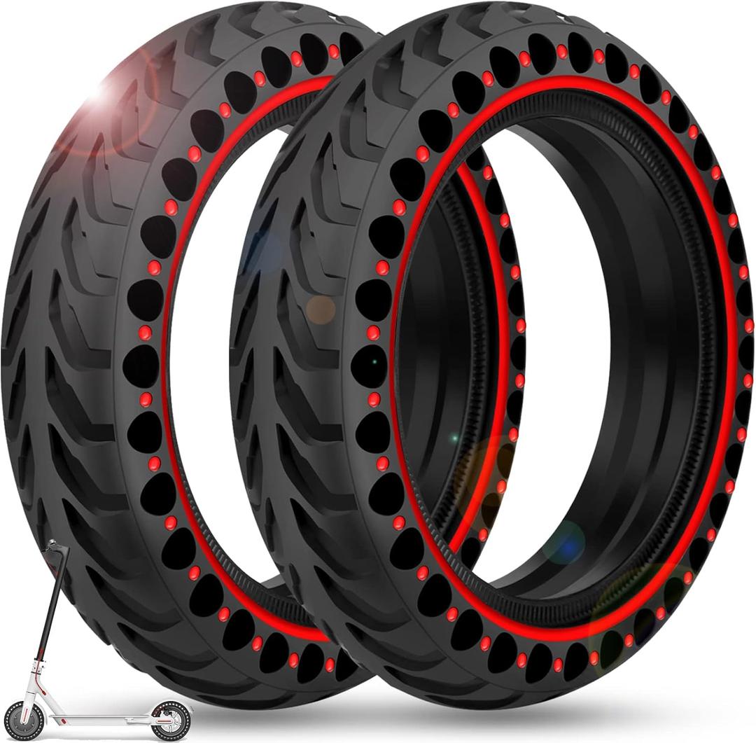 BANGTING 2PCS 8.5x2 inches Solid Tires for Electric Scooter, 8 1/2 x2 Tire for Gotrax GXL V2 / XR/APEX, 50/75-6.1 Tire Replacement for Xiaomi Pro 2 / M365 / 1S and All 8.5'' Scooter Tires (Red (no tools))