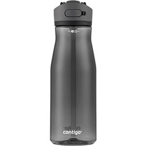Contigo Ashland 2.0 Leak-Proof Water Bottle with Lid Lock and Angled Straw Dishwasher Safe Water Bottle with Interchangeable Lid 40oz Licorice