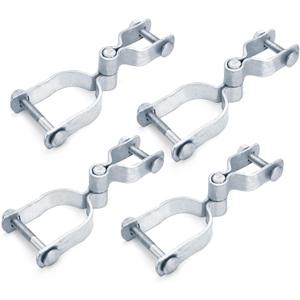 4 Set of Chain Link Fence Gate Post Hinge, 2-3/8" x 1-3/8" Galvanized Steel Heavy Duty Gate Hinges, Female Male Fence Frame Hinges for Repairing and Replacing Fence Gate, Bolts Nuts Included