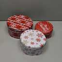 DIYDEC 3 Pack Christmas Cookie Tins With Lids Round Christmas Tin Containers With Gift Ribbon Large Medium Small Xmas Metal Nesting Containers Festive Cookie Tins for Gift Giving Holiday Treats