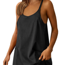 ANRABESS Women Athletic Dress Summer Tennis Workout Active Sports Mini Romper Dress Built in Shorts Travel Vacation Clothes (Black, XL)