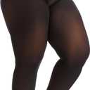 Frola Plus Size Tights for Women Semi Opaque Control Top High Waist Stockings 60 Denier Women's Pantyhose 2X 3X 4X 5X (XX-Large Plus, Black)