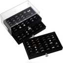 SPAKOWN Ring Box Display Holder, Clear Velvet Jewelry Storage Tray Organizer for Ring Stud Earring (Black - 3 Drawers)