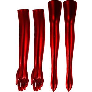 SATINIOR Women's Carnival Halloween Costume Elastic Spandex Shiny Wet Long Gloves and Thigh High Stockings