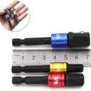 Impact Grade Power Drill Socket Adapter Sets 6 PCS, 50mm-73mm Long Impact Socket To Drill Adapter Set 1/4 3/8 1/2 Hex Shank Impact Driver Bit Set Socket Holder, Black Drill Bit Attachments -BCS6