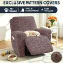 YEMYHOM Recliner Chair Cover, Stretch Recliner Slipcover for 1 Seater, Geometric Jacquard Reclining Couch Cover Furniture Protector for Pets & Kids, Brown