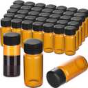 BIGLEE 100PCS 15ML Amber Small Glass Vials with Screw Caps
