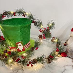 6FT Christmas Garland with Lights,Battery Operated 25 LED 9 Modes with Pine Cones Red Berries Branches Garland Christmas Decorations for Indoor Outdoor Home, Perfect for Festive Xmas Decor