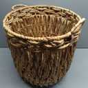 Household Essentials Brown Tall Round Wicker Storage Basket 19'' x 25'' (Natural Banana Leaf)