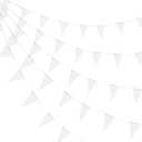 Consummate 100 Feet White Blank Pennant Banners Flags String Hanging Triangle Bunting DIY Flags for Grand Opening,Wedding,Kids Birthday,Party Decorations,60 PCS