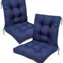 Eoieov High Back Outdoor Chair Cushions Set of 2 Waterproof Replacement Seat Pad for Patio Furniture Garden Thicken Outdoor Patio Chair Cushion Navy Blue,41.7"*20.8"*3.9"