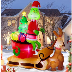7FT Christmas Inflatables Outdoor Decorations,Inflatable Green Monster Yard Decorations with LED Lights for Indoor Outdoor Christmas Garden Decor