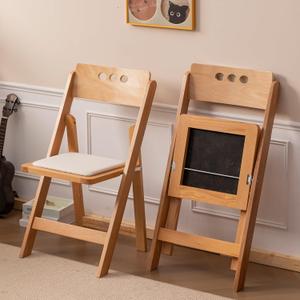 Wooden Folding Chair with Soft Cushion, Simple and Stylish, Comfortable and Durable, Suitable for Weddings, banquets and Events, 2 Sets, high backrest NaturalLinen pad