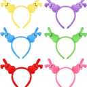 Easter Bunny Headbands, 6 Pack, Plush Rabbit Ears, Assorted Colors