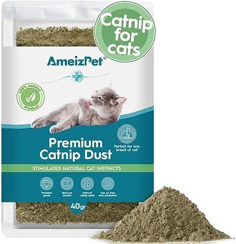 AmeizPet Catnip Dust for Cats, Catnip Alternative for Training & Play, Cat & Kitten Behaviour Dust 40g (0.09 Oz) 2 pack