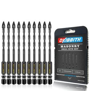 10 Pcs 5/32" Masonry Concrete Drill Bit Set for Tile Brick Glass Plastic Wood, Cross Tungsten Carbide Tip, Hex Shank, Work with Ceramic Porcelain Tile Wall Mirror Paver, 5/32 Inch Drill Bits,4mm