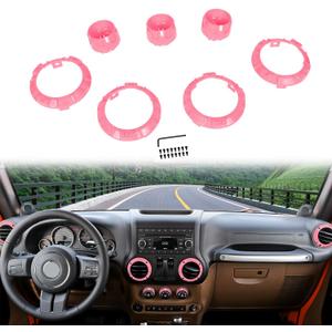 [Upgrade Version] Interior Accessories Decoration Impact Climate Control Knob Cover A/C AC Control Knob Cover & Air Outlet Air Vent Trim Cover Kit fit for Jeep Wrangler JK JKU 2011-2018 (Pink)