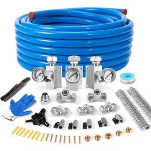 3/4" × 100ft Shop Air Line Kit, HDPE-Aluminum Compressed Air Line kit for Garage with Tee & Elbow Fittings, Rapid Air System for Air Compressor, Leak-Proof & Easy Installation