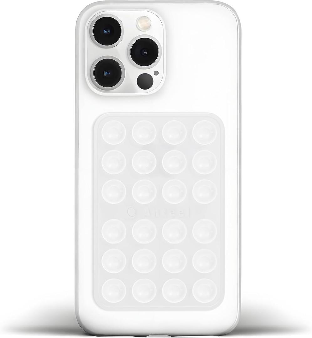 2 x Anteel Medium-Sized Silicone Suction Phone Case Adhesive Mount, Enhanced Suction Power and Upgraded Thickened Sticky Phone Grip, Durable, Hands-Free Sticky Phone Holder, 2.28"x3.46" (Translucent)