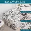 FUANGUI 3 Piece Stretch Sofa Couch Covers for 2 Cushion, Printed Sofa Loveseat Slipcover with 2 Separate Cushion Cover, Floral Washable Slip Covers Furniture Protector (Loveseat, Ink Leaf)