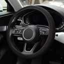 KAFEEK Elastic Stretch Steering Wheel Cover,Warm in Winter and Cool in Summer, Universal 15 inch, Microfiber Breathable Ice Silk, Anti-Slip, Odorless, Easy Carry,Black