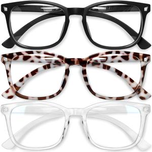 Gaoye Stylish Blue Light Glasses for Woman - Computer Glasses up to 99% Blue Light Blocking - Lightweight Frames - 3 pack (A1 Matte Black+leopard+transparent) Gaoye Stylish Blue Light Glasses for Woman - Computer Glasses up to 99% Blue Light Blocking - Lightweight Frames - 3 pack (A1 Matte Black+leopard+transparent)
