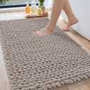 LUMI Luxury Bathroom Rug, Ultra Soft Quick Dry Bath Mat, Non-Slip Absorbent Thick Chenille Bath Rug, Cozy Braid Design Floor Mat for Bathtub, Sink, Laundry, Bedroom, Beige, 24"x43"