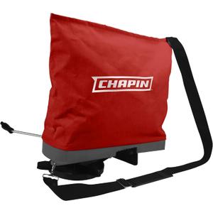 Chapin 84700A 25-Pound Professional Handheld Bag Seed spreader with Waterproof Bag, Enclosed Gears, Rear Baffle, Adjustable Shoulder Strap and Multiple Spread Options, Red