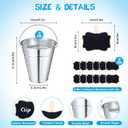 12PCS Small Galvanized Metal Buckets with Handle 12Chalkboard Clips, 5 x 4.5X 2.5 Inch Mini Metal Buckets Bulk Mini Pail Ice for Party Crafts Favors Plant Flower Sand Candy
