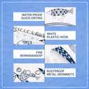 Navy Blue and White Fish Pattern Shower Curtain Set with Hooks, Waterproof, 72in x 72in (Blue and White)