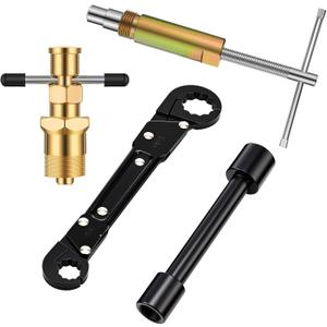 4 Pcs Angle Stop Wrench Kit Plumbing Tool, Olive Ring Removal Tool with Diameter of 1/2", 3/4", Compression Sleeve Puller for 1/2" Compression Fitting, Install Angle Stop Nut (Olive,Black)