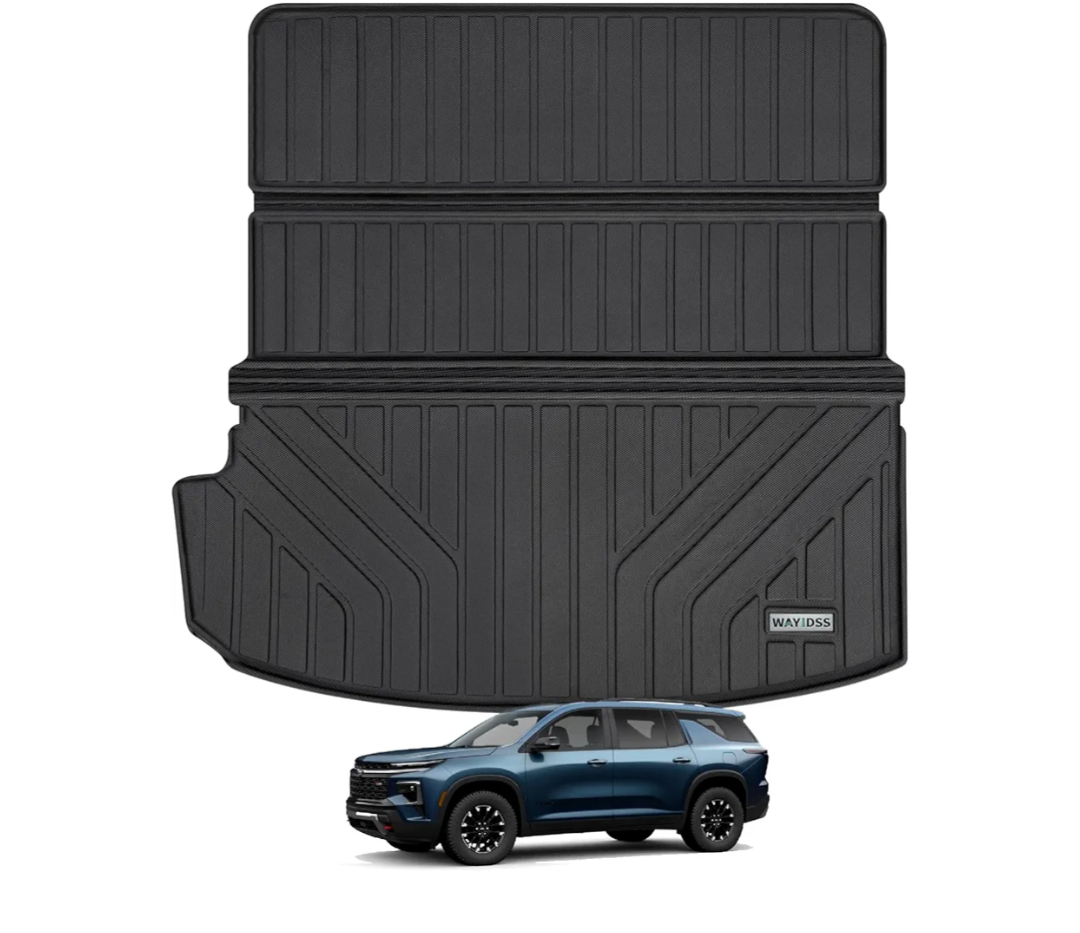 Large Cargo Liners for 2018-2022 2023 Chevy Traverse，TPE All Weather Protection Waterproof Rear Trunk Mat Easy to Clean Accessories for Chevrolet Traverse-Black