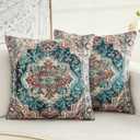Boho Throw Pillow Covers 16x16 inch Set of 2,Boho Vintage Carpet Pattern Antique Ethnic Decor Double Sided Pattern Cushion Cover Soft Pillow Case Living Sofa Room Bed Square Pillow Cover